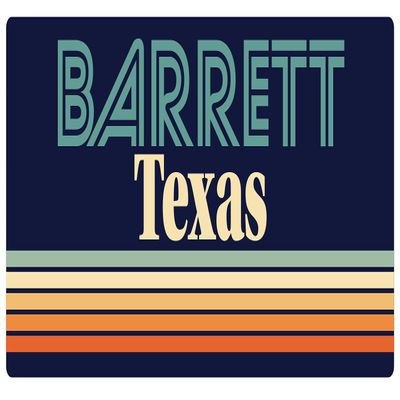 Barrett Texas 5 x 2.5-Inch Vinyl Decal Sticker Retro Design
