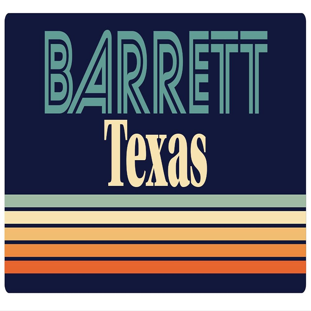 Barrett Texas 5 x 2.5-Inch Vinyl Decal Sticker Retro Design