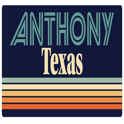 Anthony Texas 5 x 2.5-Inch Vinyl Decal Sticker Retro Design