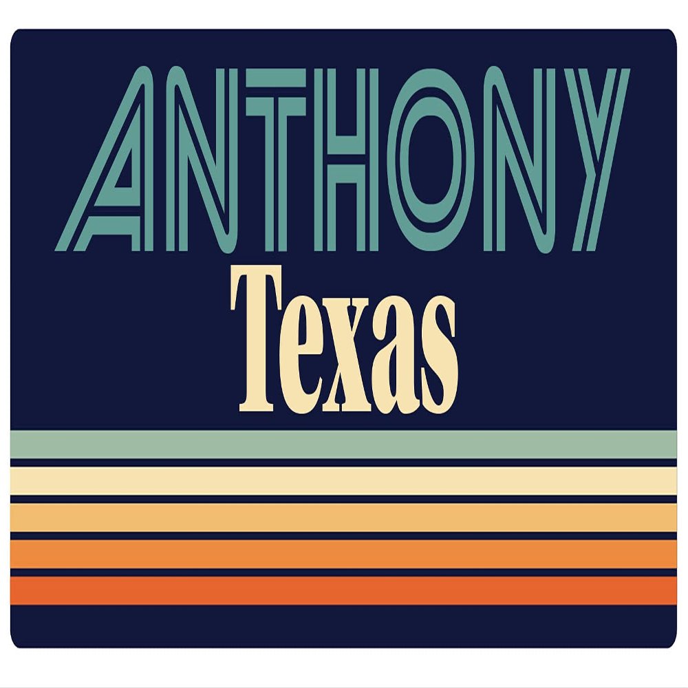 Anthony Texas 5 x 2.5-Inch Vinyl Decal Sticker Retro Design
