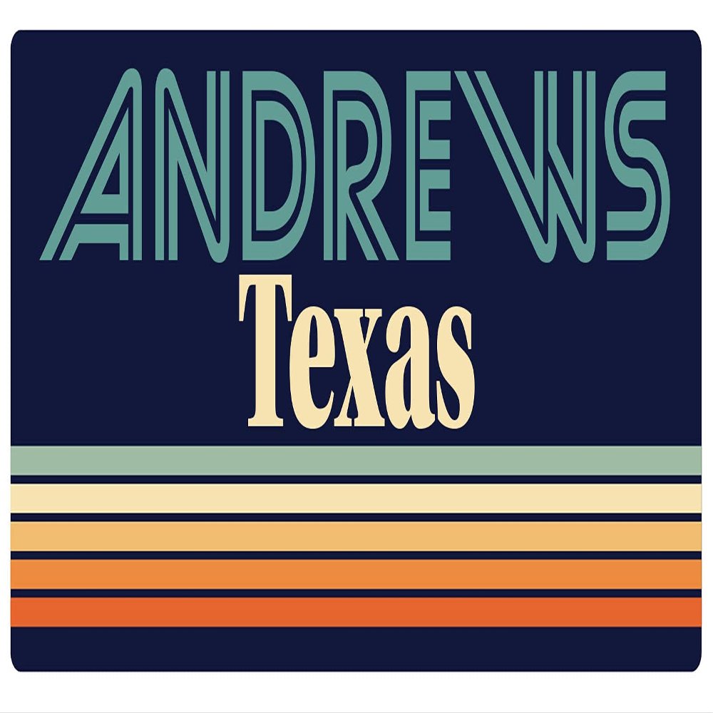 Andrews Texas 5 x 2.5-Inch Vinyl Decal Sticker Retro Design