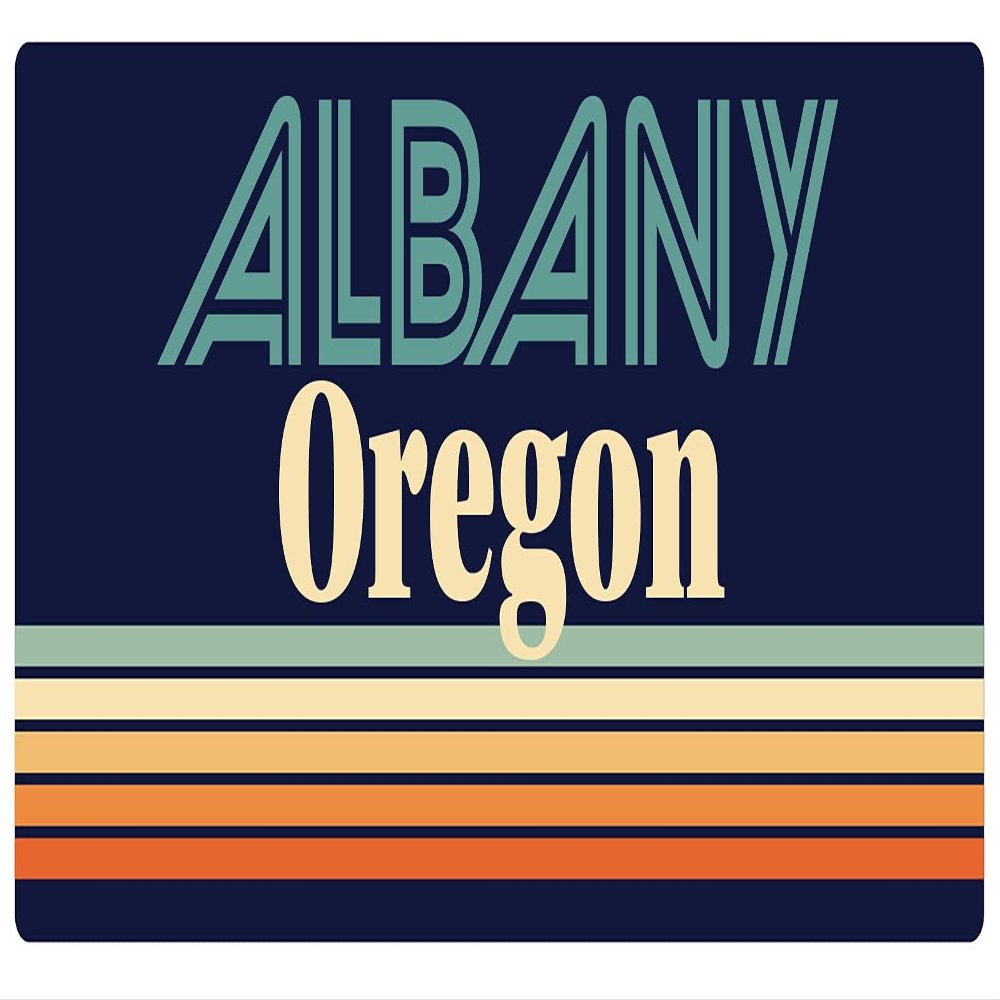 Albany Oregon 5 x 2.5-Inch Vinyl Decal Sticker Retro Design