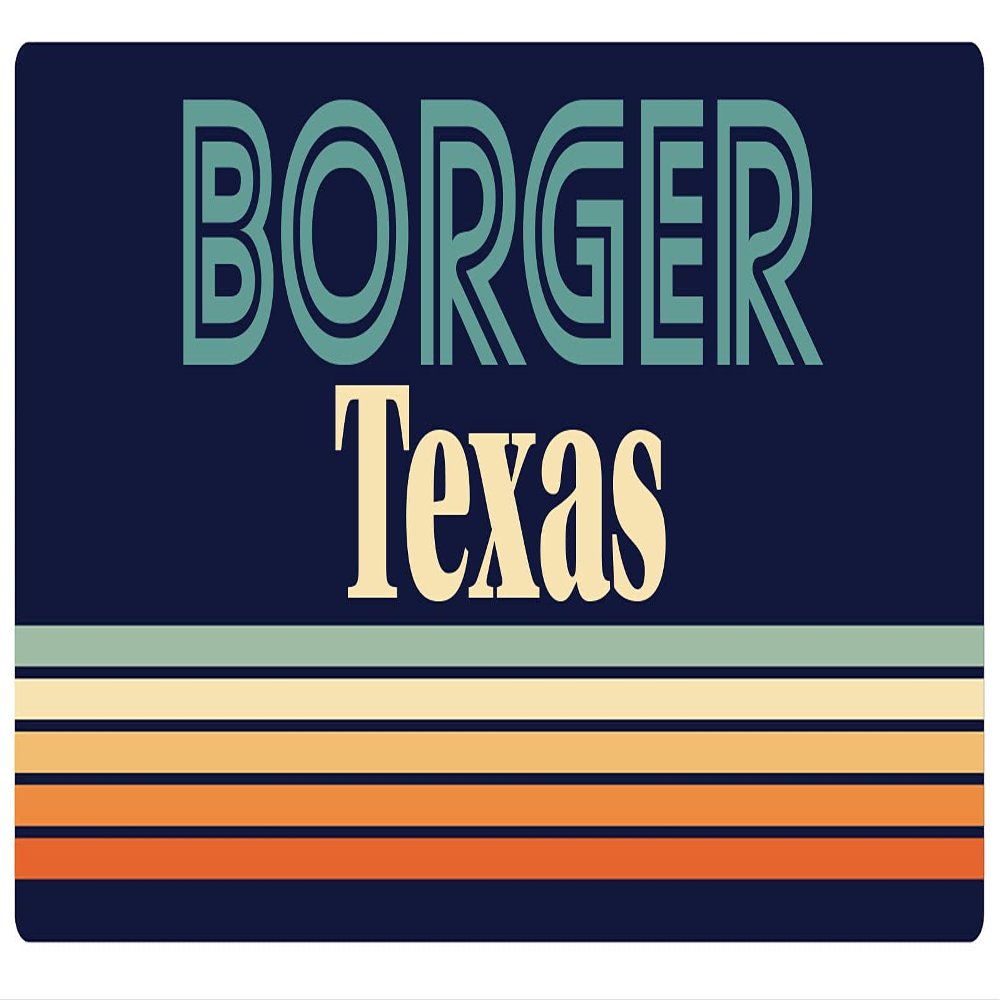 Borger Texas 5 x 2.5-Inch Vinyl Decal Sticker Retro Design