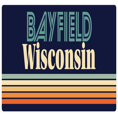 Bayfield Wisconsin 5 x 2.5-Inch Vinyl Decal Sticker Retro Design