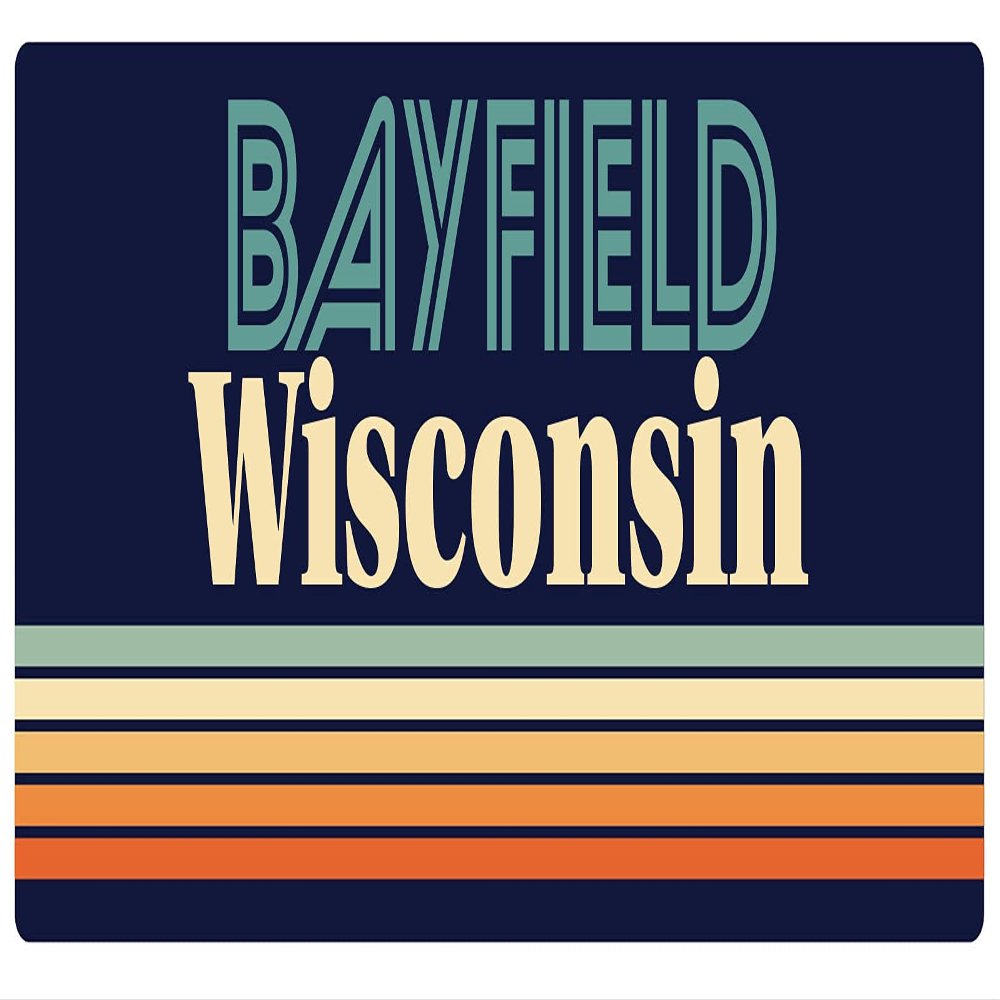 Bayfield Wisconsin 5 x 2.5-Inch Vinyl Decal Sticker Retro Design