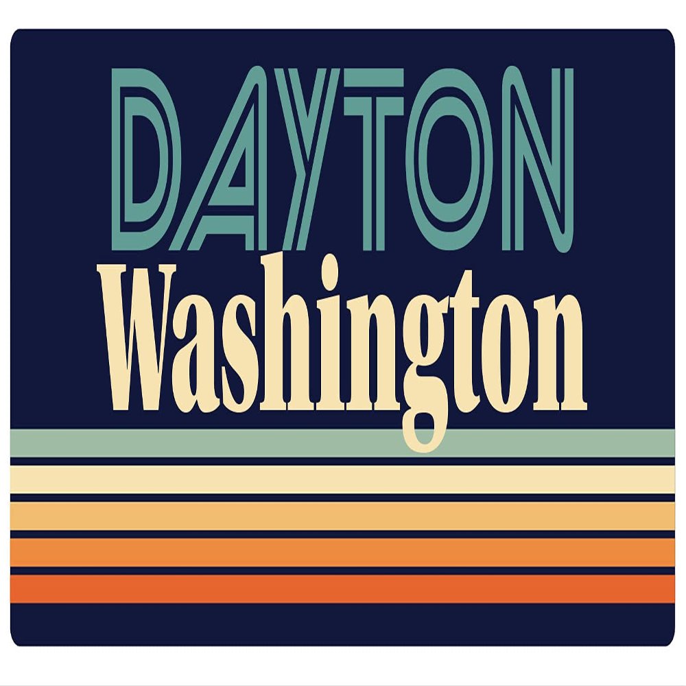 Dayton Washington 5 x 2.5-Inch Vinyl Decal Sticker Retro Design