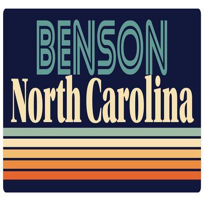Benson North Carolina 5 x 2.5-Inch Vinyl Decal Sticker Retro Design