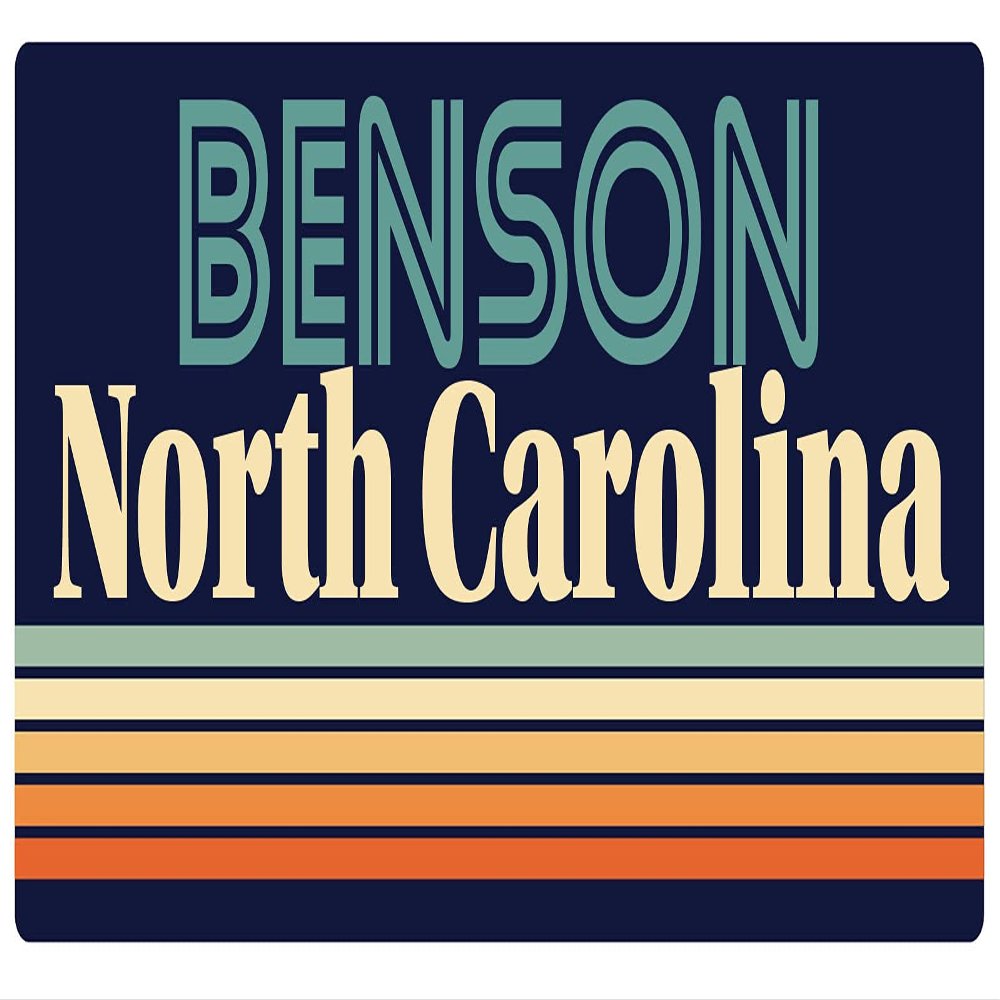 Benson North Carolina 5 x 2.5-Inch Vinyl Decal Sticker Retro Design