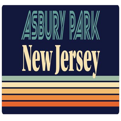Asbury Park New Jersey 5 x 2.5-Inch Vinyl Decal Sticker Retro Design
