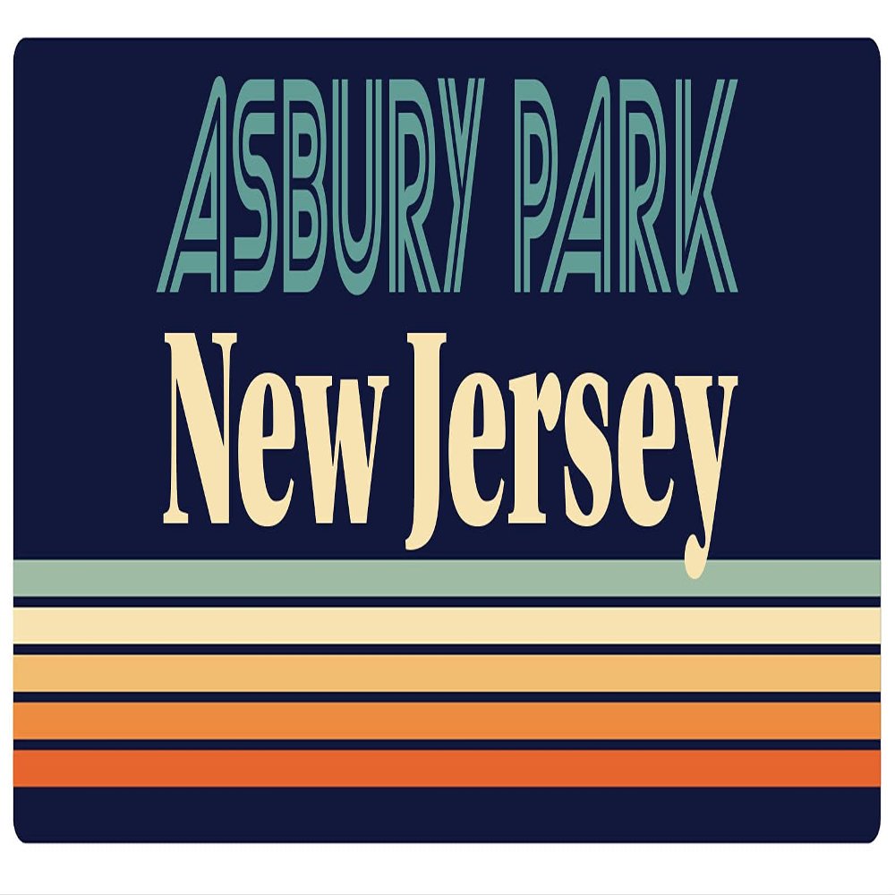 Asbury Park New Jersey 5 x 2.5-Inch Vinyl Decal Sticker Retro Design