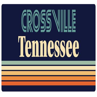 Crossville Tennessee 5 x 2.5-Inch Vinyl Decal Sticker Retro Design