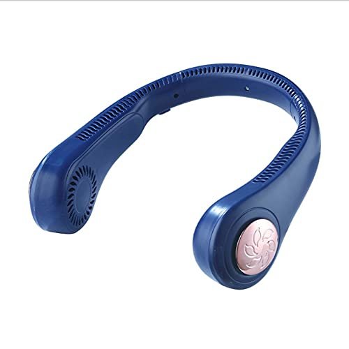 Portable Neck Fan, Hands Free Bladeless Fan, Wearable Personal Fan4000 mAh Battery Operated Wearable Personal Fan, USB Powered Desk Fan,3 Speedsfor Traveling,Sports, OfficeBlue (Color : Blue)