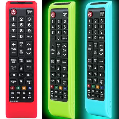 3 Pack Remote case for Samsung Controller, Silicone Cover for BN59-01199F Smart TV Control Skin Sleeve Glow in The Dark Green Sky Red