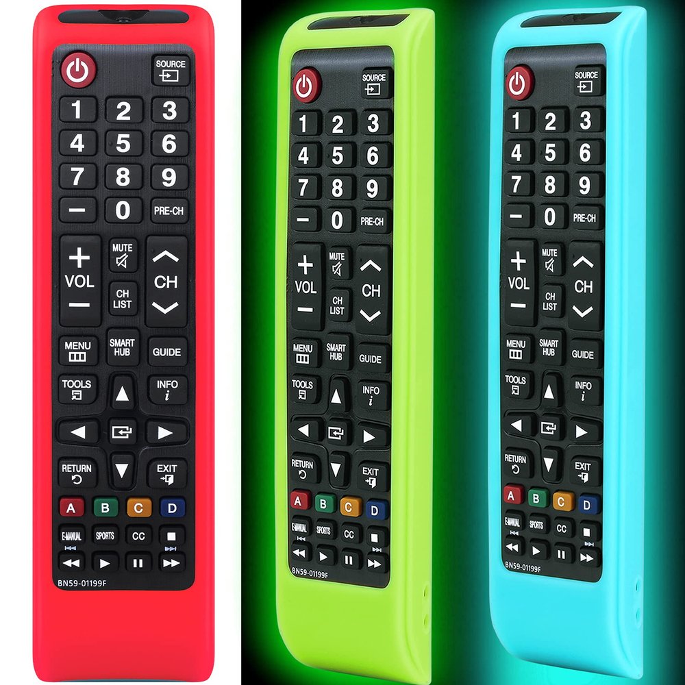 3 Pack Remote case for Samsung Controller, Silicone Cover for BN59-01199F Smart TV Control Skin Sleeve Glow in The Dark Green Sky Red