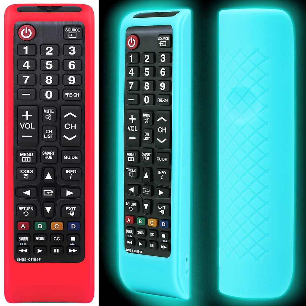 2 Pack Remote case for Samsung Controller, Silicone Cover for BN59-01199F Smart TV Control Skin Sleeve Glow in The Dark Sky and Red