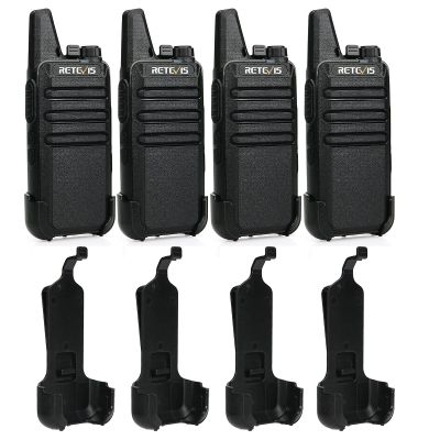 Retevis RT22 Two Way Radio(4 Pack) Bundle with Original Belt Clips(4 Pack),Portable 2 Way Radio, Long Range Rechargeable Handsfree Walkie Talkie for Adults Cruises Hiking