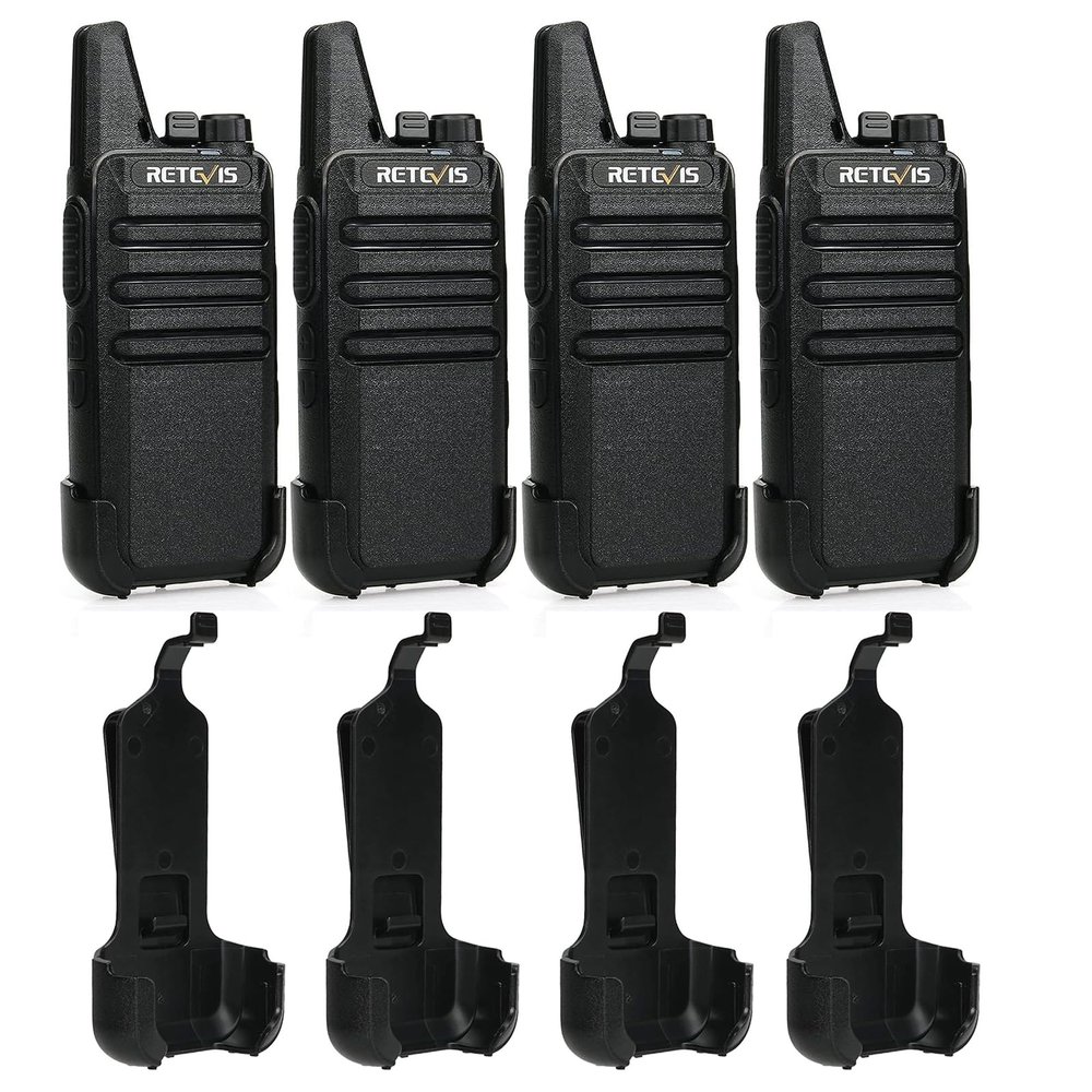 Retevis RT22 Two Way Radio(4 Pack) Bundle with Original Belt Clips(4 Pack),Portable 2 Way Radio, Long Range Rechargeable Handsfree Walkie Talkie for Adults Cruises Hiking