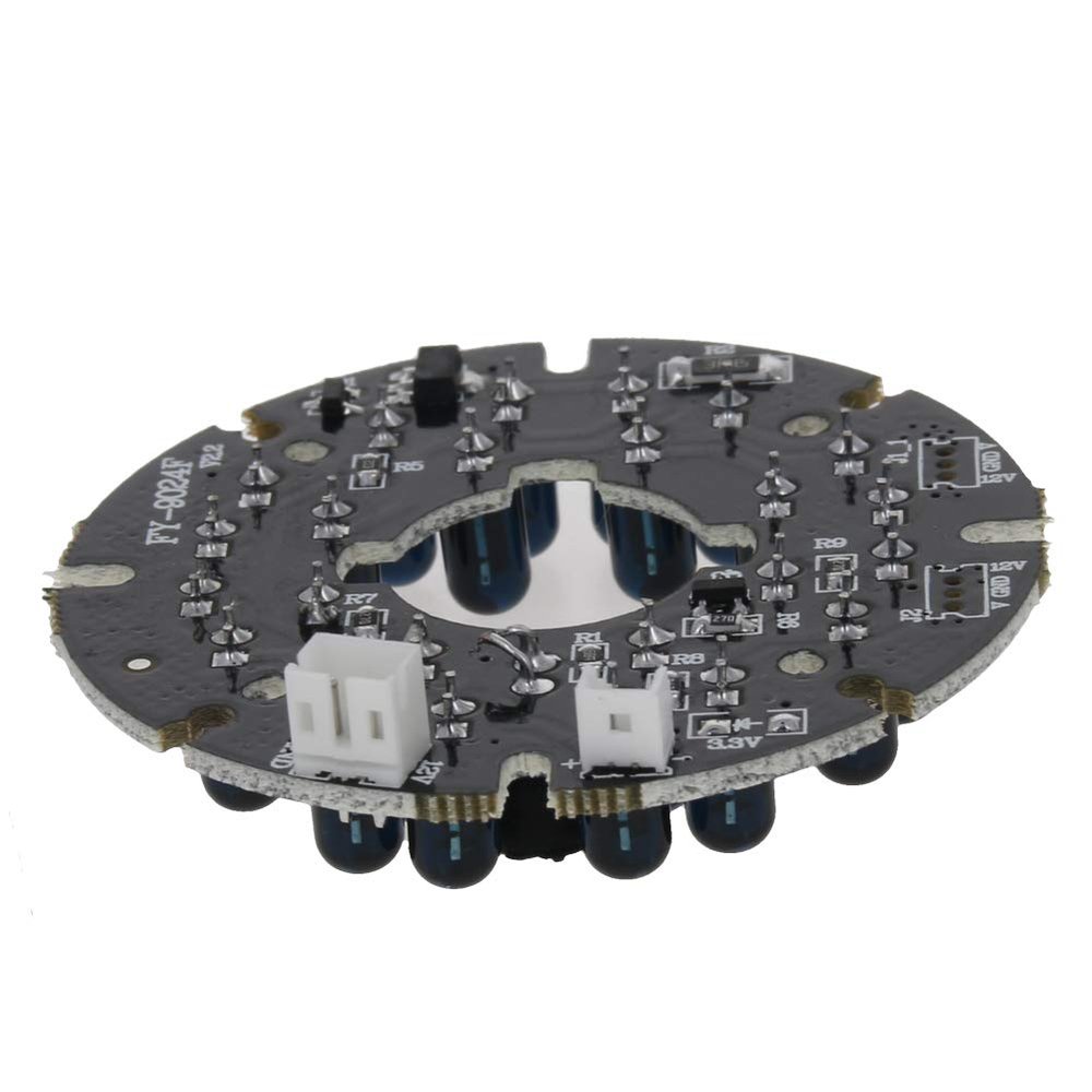 Bettomshin 1Pcs OD 1.7 Inch 24 LED IR Infrared Illuminator Board, 60 Degree Round Plate Bulb for CCTV Security Cameras Monitoring Night Vision Black