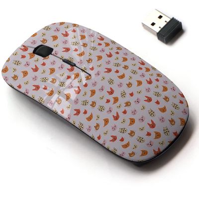 2.4G Wireless Mouse with Cute Pattern Design for All Laptops and Desktops with Nano Receiver - cat