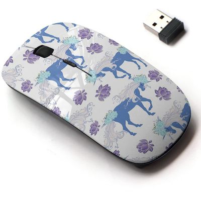 2.4G Wireless Mouse with Cute Pattern Design for All Laptops and Desktops with Nano Receiver - Colorful Unicorns