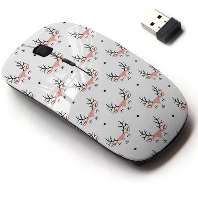 2.4G Wireless Mouse with Cute Pattern Design for All Laptops and Desktops with Nano Receiver - Cute Deer Kids Fashion