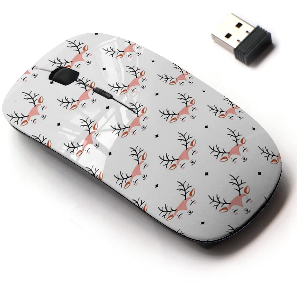 2.4G Wireless Mouse with Cute Pattern Design for All Laptops and Desktops with Nano Receiver - Cute Deer Kids Fashion