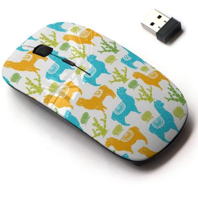 2.4G Wireless Mouse with Cute Pattern Design for All Laptops and Desktops with Nano Receiver - Alpaca
