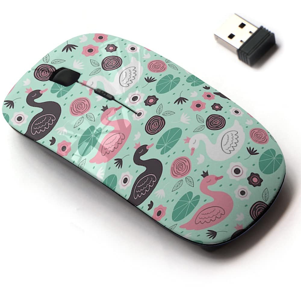 2.4G Wireless Mouse with Cute Pattern Design for All Laptops and Desktops with Nano Receiver - Beautiful Princess swan