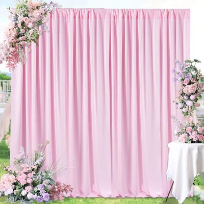 10ft x 8ft Pink Backdrop Curtain for Parties Pink Polyester Photography Backdrop Drapes for Birthday Wedding Birthday Baby Shower 2 Panels 5ft x 8ft