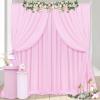 10ft x 8ft Pink Backdrop Curtain for Parties Pink Polyester Photography Backdrop Drapes for Birthday Wedding Birthday Baby Shower 2 Panels 5ft x 8ft view 2