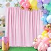10ft x 8ft Pink Backdrop Curtain for Parties Pink Polyester Photography Backdrop Drapes for Birthday Wedding Birthday Baby Shower 2 Panels 5ft x 8ft view 4