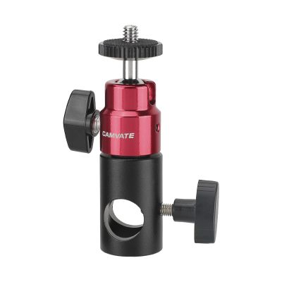 CAMVATE 16mm Light Stand Head Adapter + Ball Head Support with Double End 1/4"-20 Threads(Red) - 2880