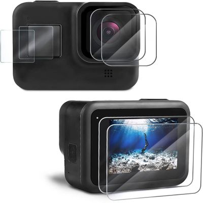 [6 Pcs] Screen Protector for GoPro Hero 8 Black, Front Screen Film + Ultra Clear Tempered Glass Screen Protector + Tempered Glass Lens Protector + Installation Accessories for Go Pro Hero8 Black