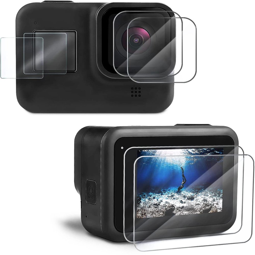 [6 Pcs] Screen Protector for GoPro Hero 8 Black, Front Screen Film + Ultra Clear Tempered Glass Screen Protector + Tempered Glass Lens Protector + Installation Accessories for Go Pro Hero8 Black