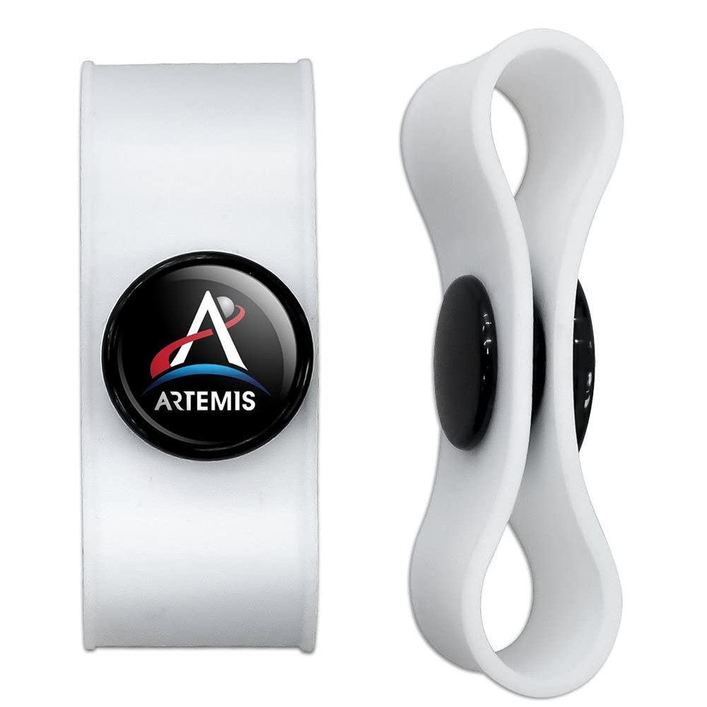 GRAPHICS & MORE NASA Artemis Moon Logo Headphone Earbud Cord Wrap - Charging Cable Manager - Wire Organizer Set of 2 - White