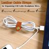 AKOAK 2 Pcs Leather Cable Straps, Cable Organizer USB Holder, Cable Management, for Organizing USB Cable Headphone Wires Cable Clips view 4