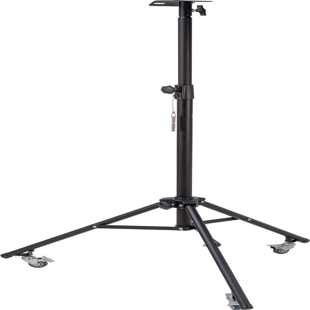 Brennenstuhl Roll Tripod MT 180 (Telescope Tripod for LED Spotlights Height Adjustable up to 180 cm with Fold-Out Feet, Can be Used with or without Wheels, Includes Bracket and Screw Set, 5 kg Load