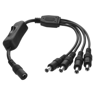 Heyiarbeit 1 to 4 Ports DC Inline Switch 5.5mm x 2.1mm DC Power Switch Extension Cable Male to Female for LED Strip Light and Other Low Voltage Applications