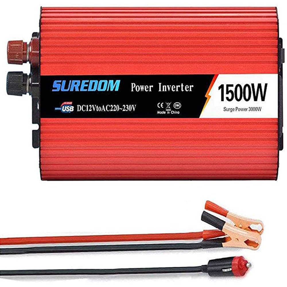 1000W 1500W 2000W Car Power Inverter 12V 24V to 110V / 220V Converter with Dual USB Charging Ports - Charge Your Laptop,Tablet, Smartphone,Durable and Powerful,1500V-12vto220v