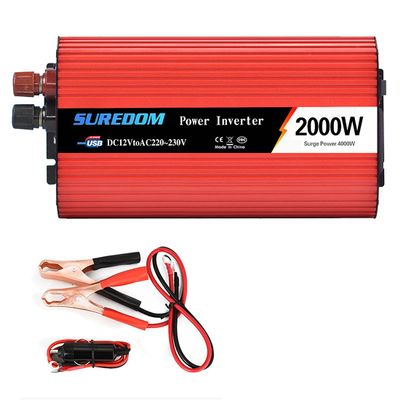 1000W 1500W 2000W Pure Sine Wave Power Inverter,Dual USB Car Charger,DC 12V 24V to 110V 220V Ac Converter,for Laptop, Smartphone,2000V-24vto220v