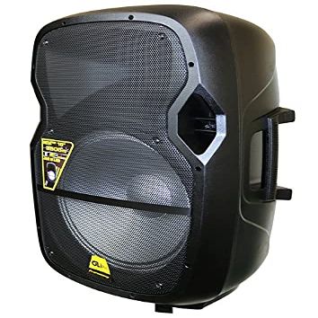 GLI PRO JAG15LED 15-in Powered Bluetooth Speaker w/Dual Mic inputs USB MP3 Player w/Light Show Synced to Music