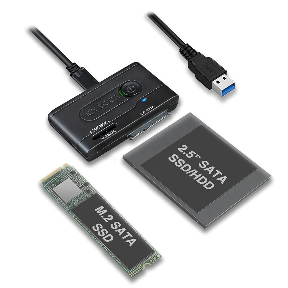 ICY DOCK 2.5 & M.2 SATA III HDD SSD to USB 3.2 Gen 1 (5Gbps) Hard Drive Docking Station Reader Adapter | EZ-Adapter MB031U-1SMB