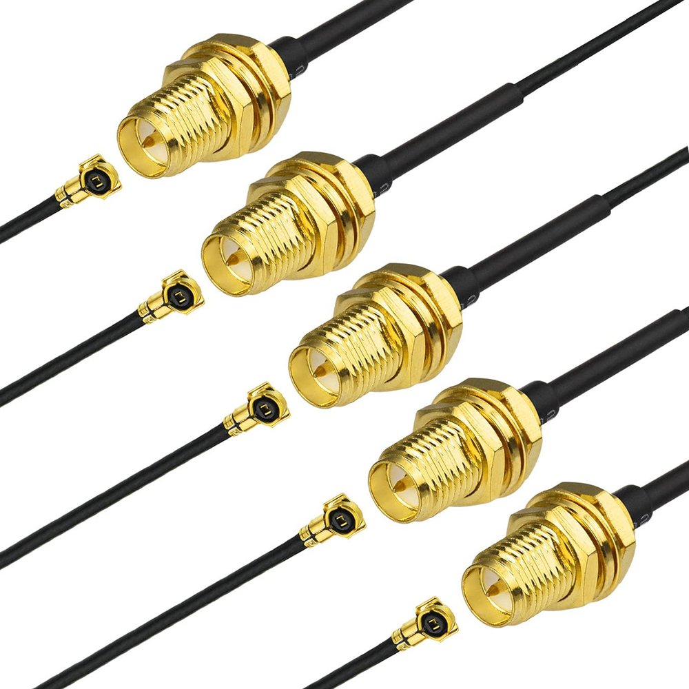 JacobsParts (5-Pack) 6" U.FL to RP-SMA Female Antenna WiFi Pigtail Cable UFL 1.13mm Mini PCI