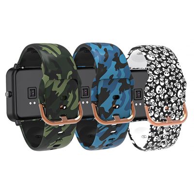 3-Pack Bands Compatible with IOWODO Smart Watch Band, Quick Release Soft Silicone Pattern Printed Straps Replacement for IOWODO Smartwatch Women&Men (3 Colors B)