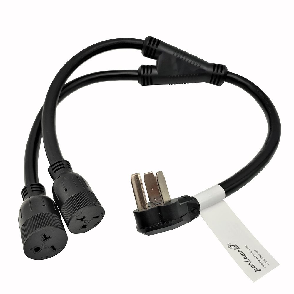 Parkworld 62572 3-Prong Dryer Splitter Cord, NEMA 10-30P to 6-20R (T-Blade Also for 6-15R) Dual Outlet (3 Feet)