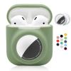 2 in 1 Silicone Protective Skin Cover Compatible with AirPod 1&2 and AirTag, Soft Comprehensive Protective Case with 2 PCS TPU Screen Protector, Anti-Scratch Anti-Fall Anti-Lost(AvocadoGreen) view 1