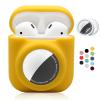 2 in 1 Silicone Protective Skin Cover Compatible with AirPod 1&2 and AirTag, Soft Comprehensive Protective Case with 2 PCS TPU Screen Protector, Anti-Scratch Anti-Fall Anti-Lost(Yellow) view 1