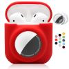 2 in 1 Silicone Protective Skin Cover Compatible with AirPod 1&2 and AirTag, Soft Comprehensive Protective Case with 2 PCS TPU Screen Protector, Anti-Scratch Anti-Fall Anti-Lost(Red) view 1