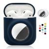 2 in 1 Silicone Protective Skin Cover Compatible with AirPod 1&2 and AirTag, Soft Comprehensive Protective Case with 2 PCS TPU Screen Protector, Anti-Scratch Anti-Fall Anti-Lost(NavyBlue) view 1