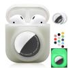 2 in 1 Silicone Protective Skin Cover Compatible with AirPod 1&2 and AirTag, Soft Comprehensive Protective Case with 2 PCS TPU Screen Protector, Anti-Scratch Anti-Fall Anti-Lost(LuminousWhite) view 1